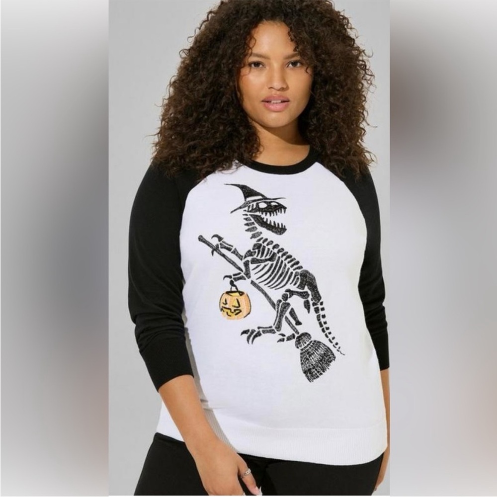Torrid Size 2 Dino Witch Halloween Sweater NWT